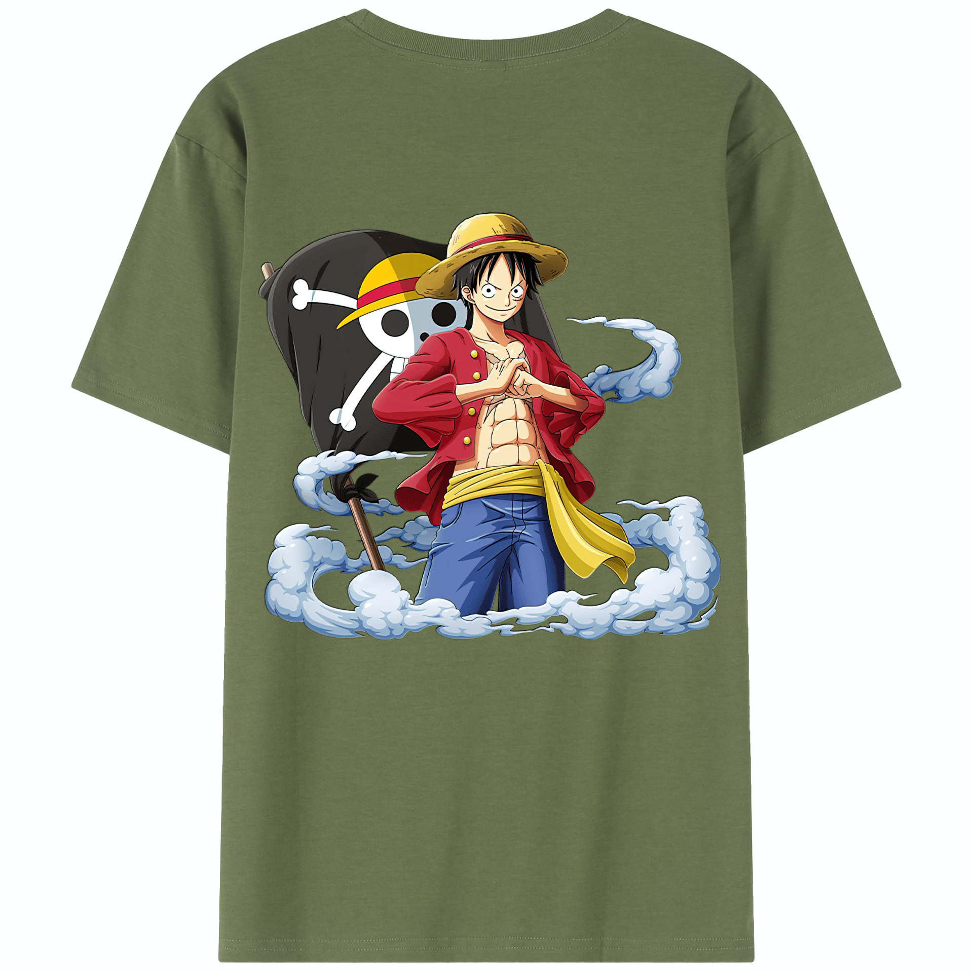 ワンピース モンキー・D・ルフィ ONE PIECE Monkey D. Luffy 綿100％半袖Tシャツ（背面プリント）
